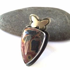 Butterfly Jasper and Sterling Ring (SIZE 7)-NEW